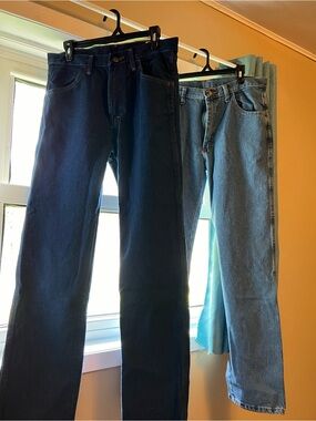 Rustler Men's Two-Tone Straight Jeans — Dark Blue & Light Blue